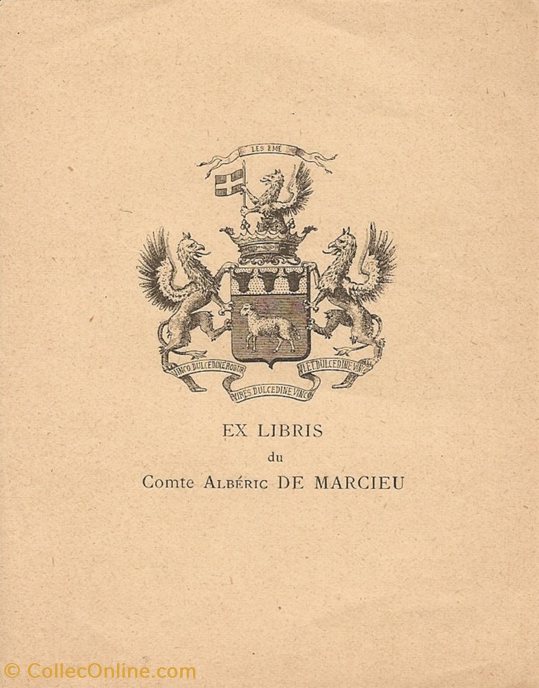 ÉMÉ de MARCIEU vieux papier ex libri eme de marcieu