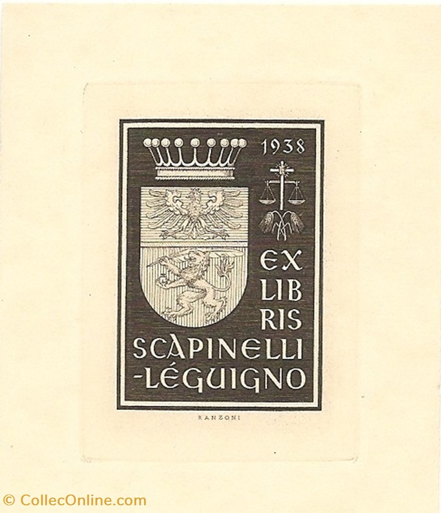 SCAPINELLI-LÉGUIGNO vieux papier ex libri scapinelli leguigno
