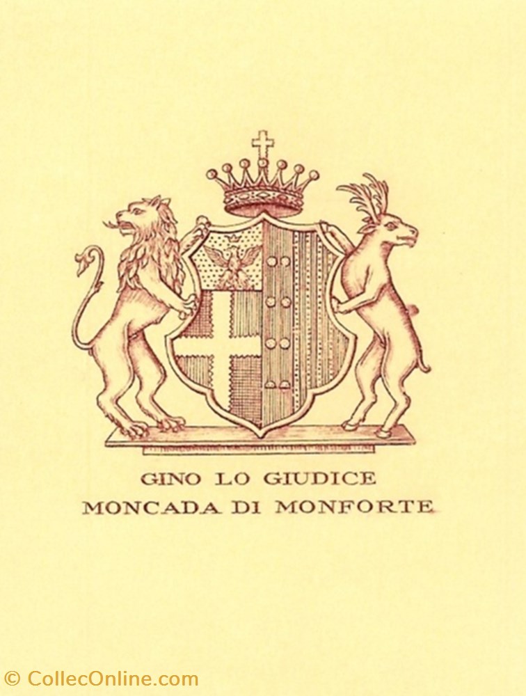 GIUDICE MONCADA di MONFORTE vieux papier ex libri giudice moncada di monforte