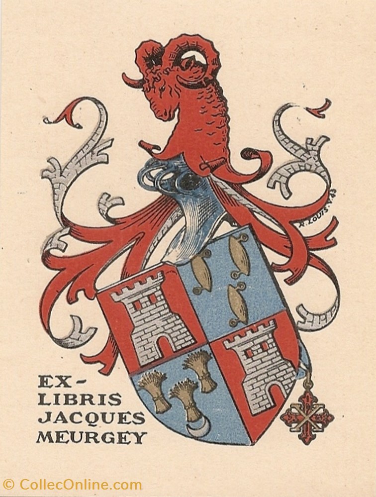 MEURGEY de TUPIGNY vieux papier ex libri meurgey de tupigny