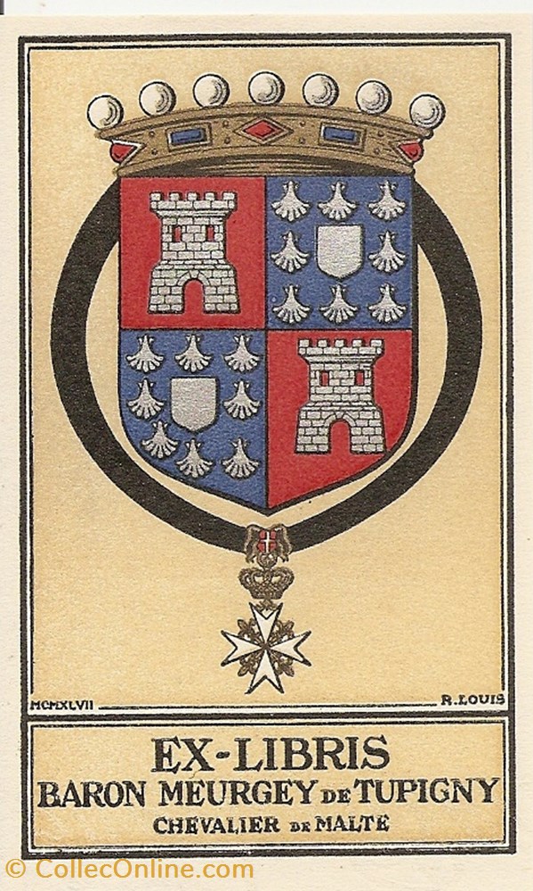MEURGEY de TUPIGNY vieux papier ex libri meurgey de tupigny