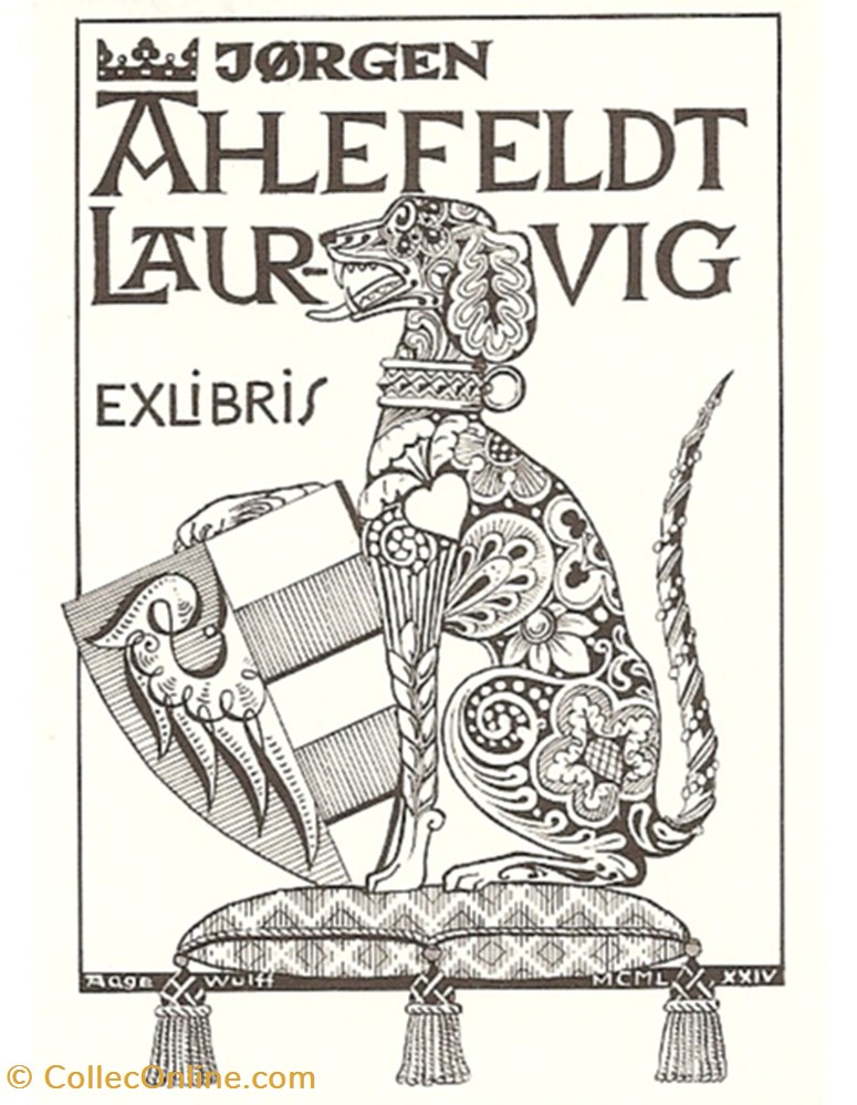 AHLEFELDT-LAURVIG vieux papier ex libri ahlefeldt laurvig