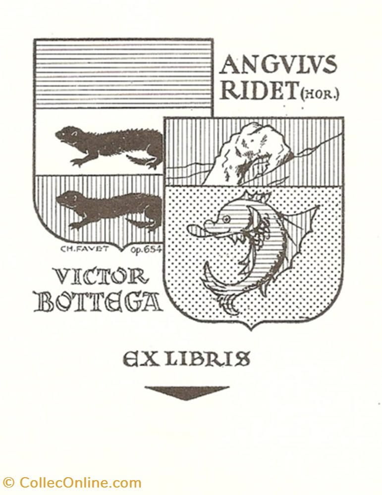 RIDET / BOTTEGA vieux papier ex libri ridet bottega