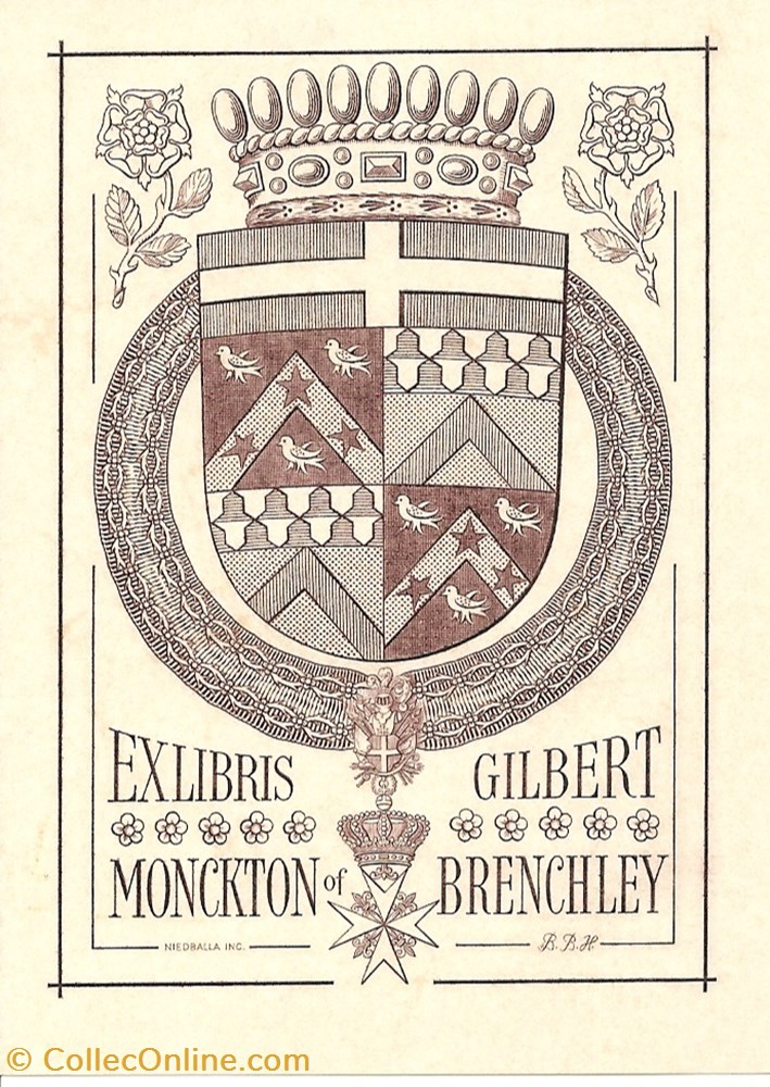 vieux papiers ex libris moncton of brenchley
