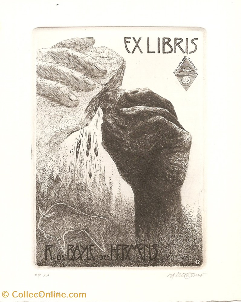 vieux papier ex libri bayle des hermens