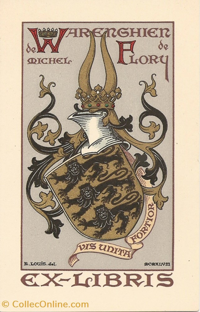 FLORY de WARENGHIEN vieux papier ex libri flory de warenghien