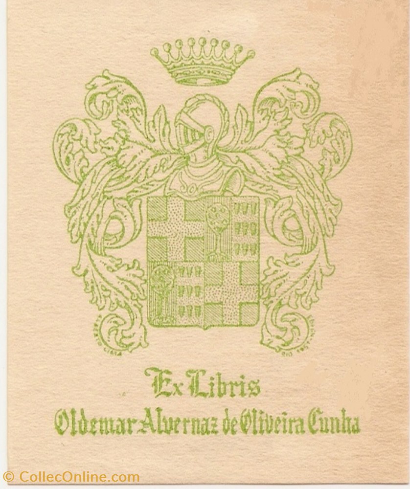 OLIVEIRA CUNHA vieux papier ex libri oliveira cunha