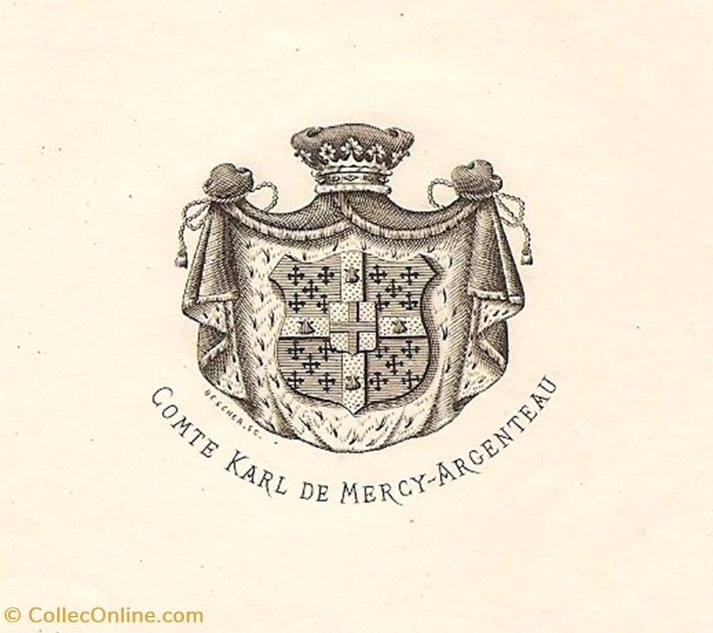 MERCY-ARGENTEAU vieux papier ex libri mercy argenteau