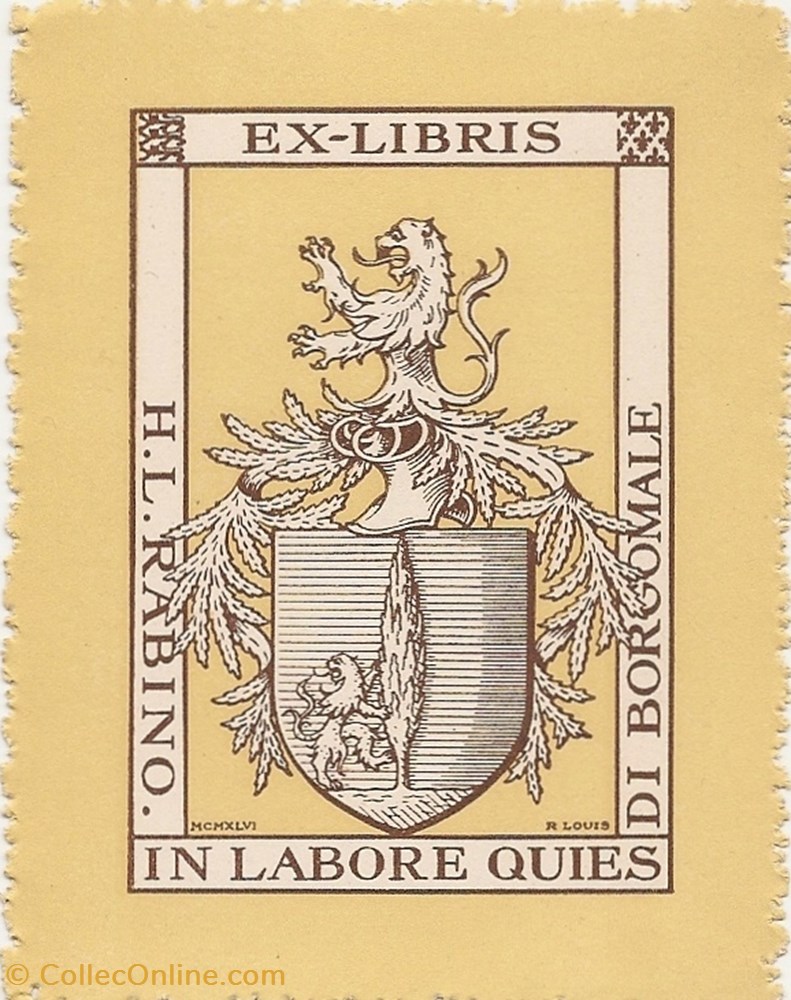 RABINO de BORGOMALE vieux papier ex libri rabino de borgomale