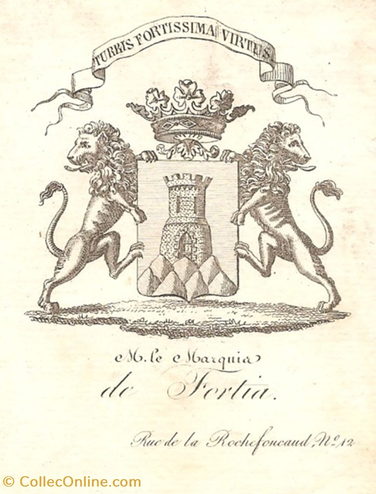 FORTIA vieux papiers ex libris fortia