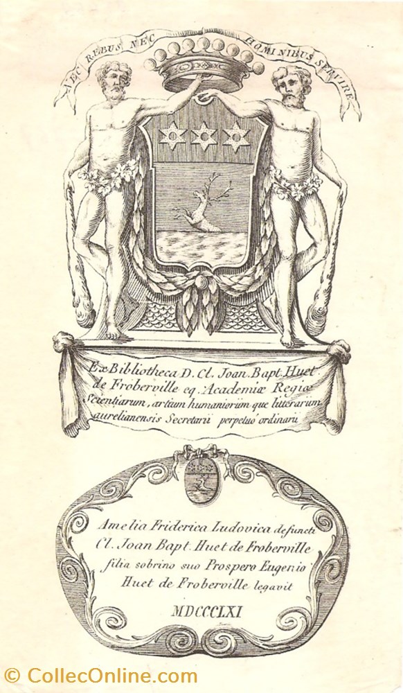 HUET de FROBERVILLE vieux papiers ex libris huet de froberville