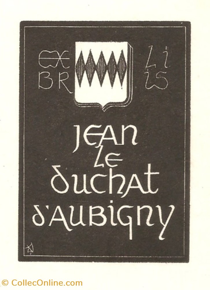 Le DUCHAT d'AUBIGNY vieux papiers ex libris le duchat aubigny