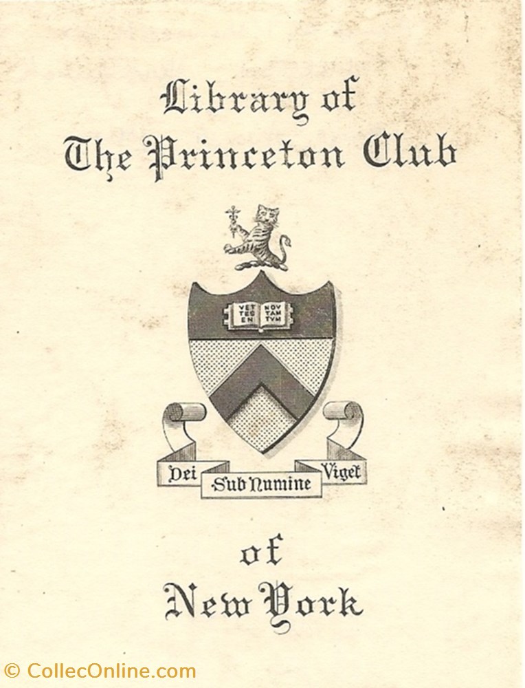 PRINCETON CLUB LIBRARY vieux papier ex libri princeton club library
