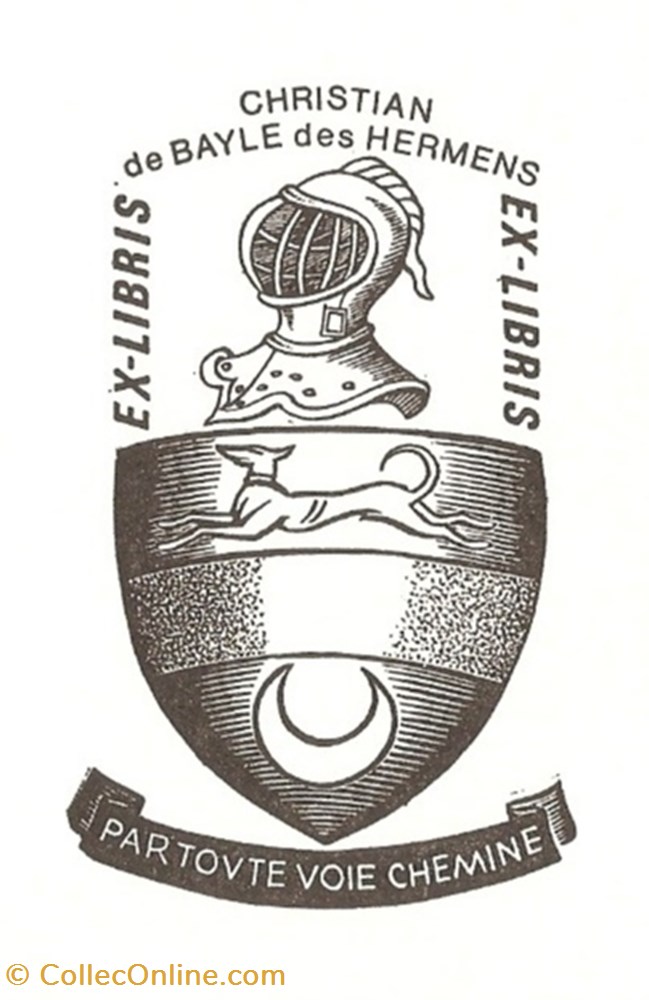 BAYLE des HERMENS vieux papiers ex libris bayle des hermens