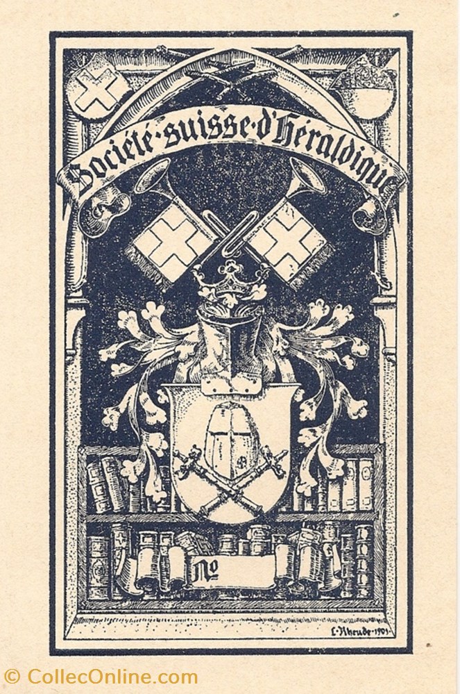 SOCIÉTÉ SUISSE D'HÉRALDIQUE vieux papier ex libri societe suisse heraldique