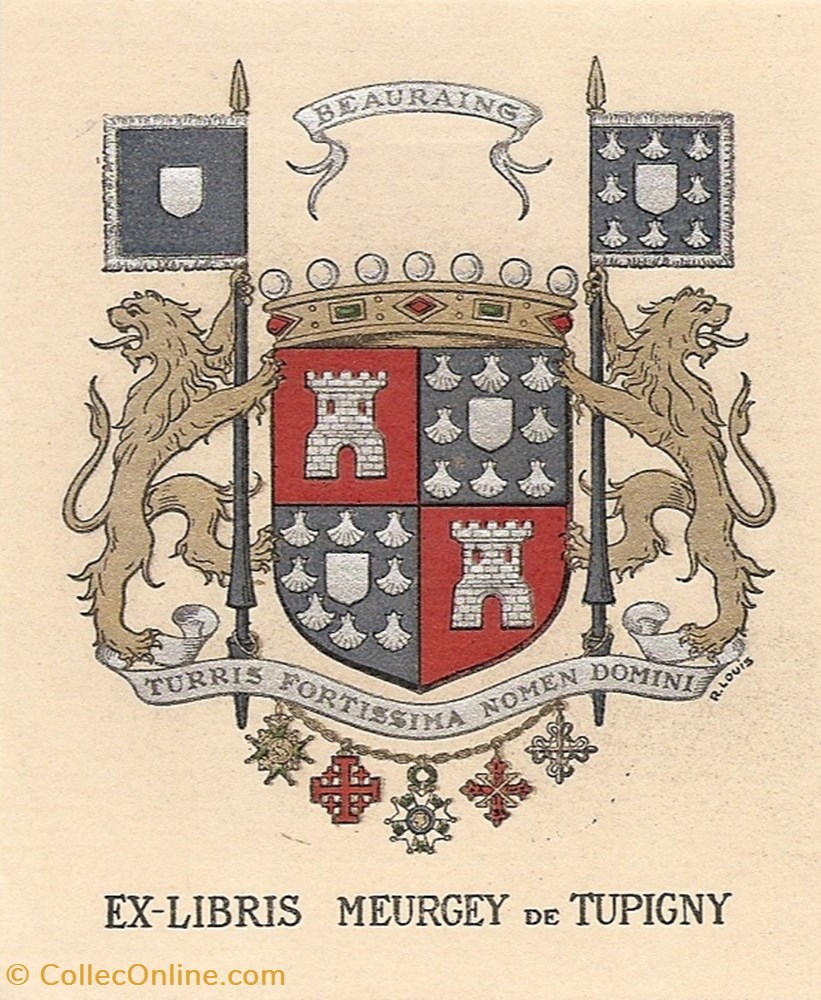 MEURGEY de TUPIGNY vieux papier ex libri meurgey de tupigny