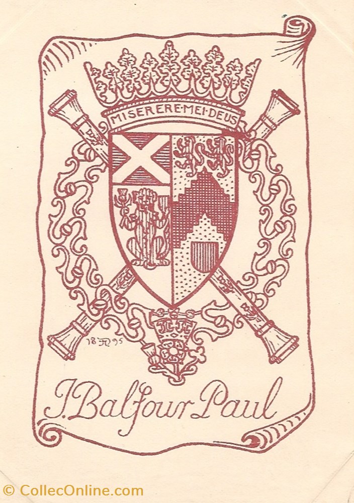 BALFOUR-PAUL vieux papier ex libri balfour paul