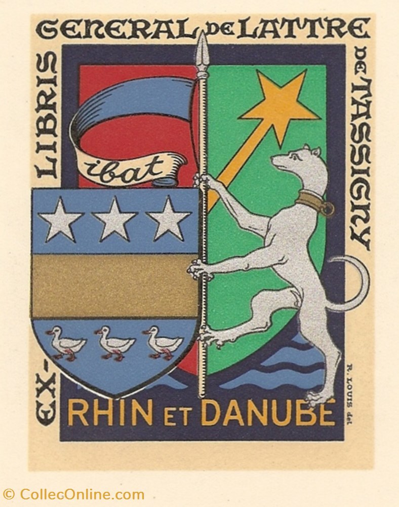 LATTRE DE TASSIGNY vieux papier ex libri lattre de tassigny