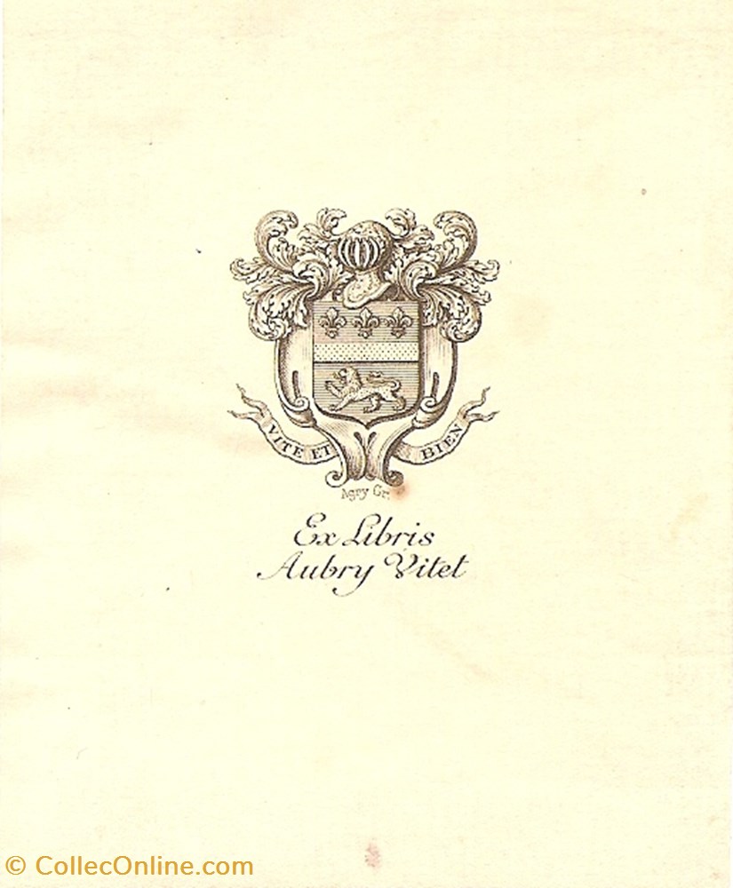 AUBRY VITET vieux papier ex libri aubry vitet