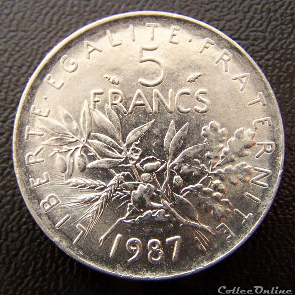 5 Francs Semeuse Nickel 1987 3 monnaie france moderne 5 francs semeuse nickel 1987