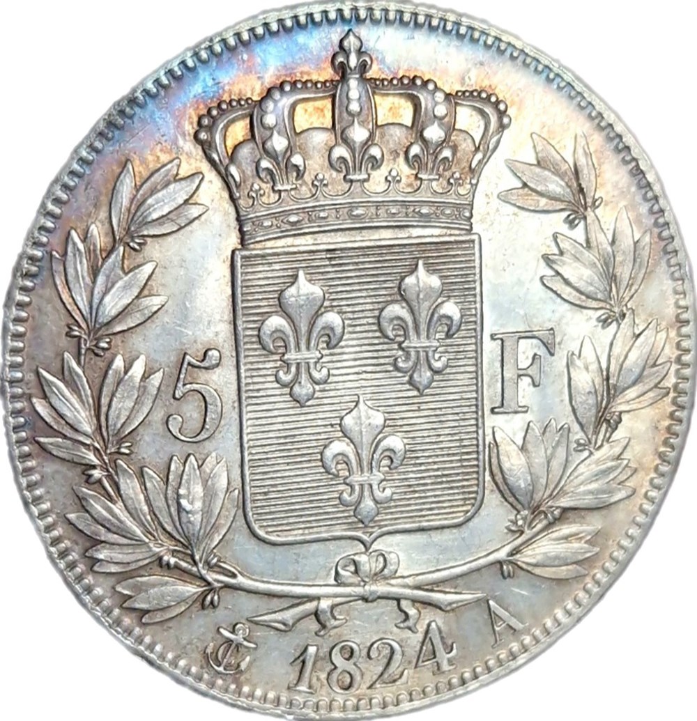 5 francs 1824 A monnaies 5 francs 1824 a