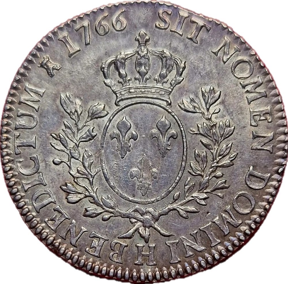 monnaies europe medievale france royales ecu au bandeau 1766 h