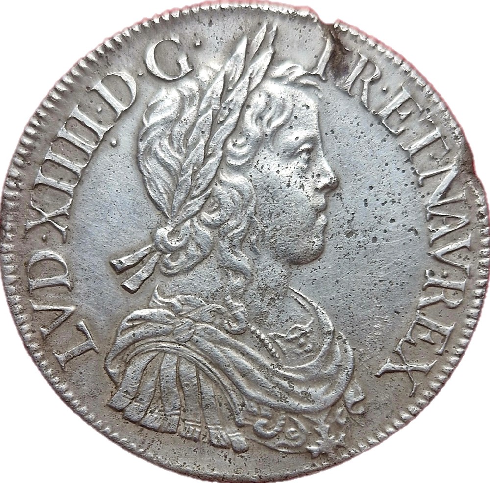Ecu à la mèche longue 1652 A monnaies europe medievale france royales ecu a la meche longue 1652 a