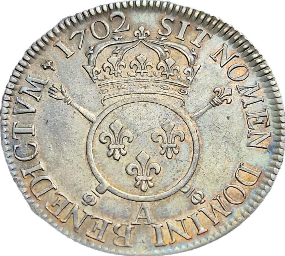 Ecu aux insignes 1702 A Flan Neuf monnaies europe medievale france royales ecu aux insignes 1702 a flan neuf