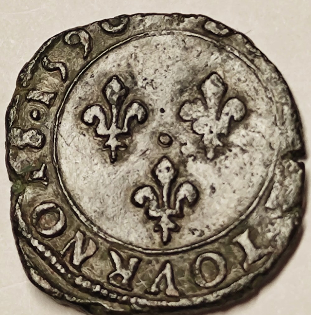 monnaies europe medievale france royales charles x double tournois 1590 p