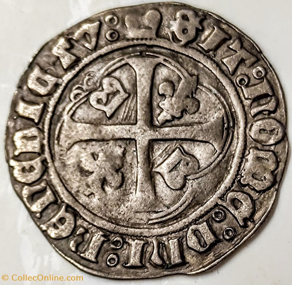 CHARLES VII Blanc au briquet Dijon 1436-1461 monnaies europe medievale france royales charles vii blanc au briquet dijon 1436 1461