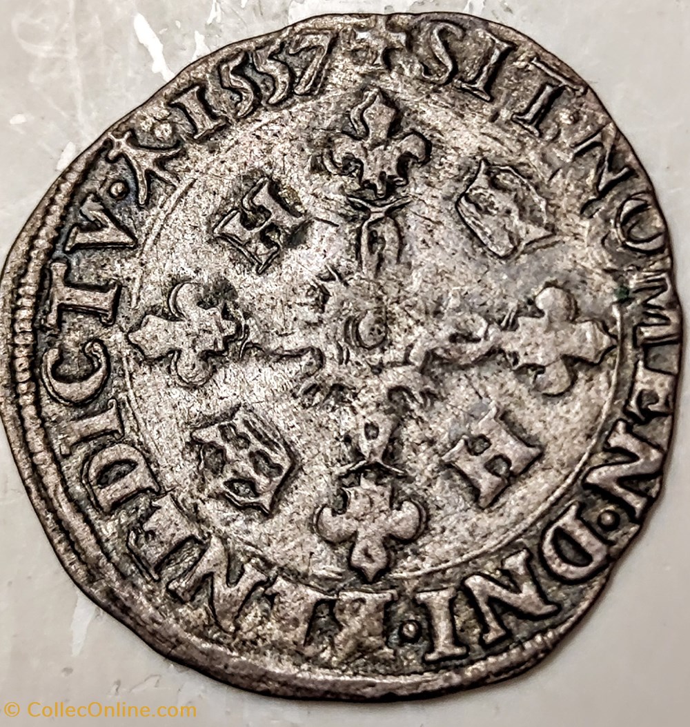 monnaies europe medievale france royales henri ii douzain aux croissants 1557