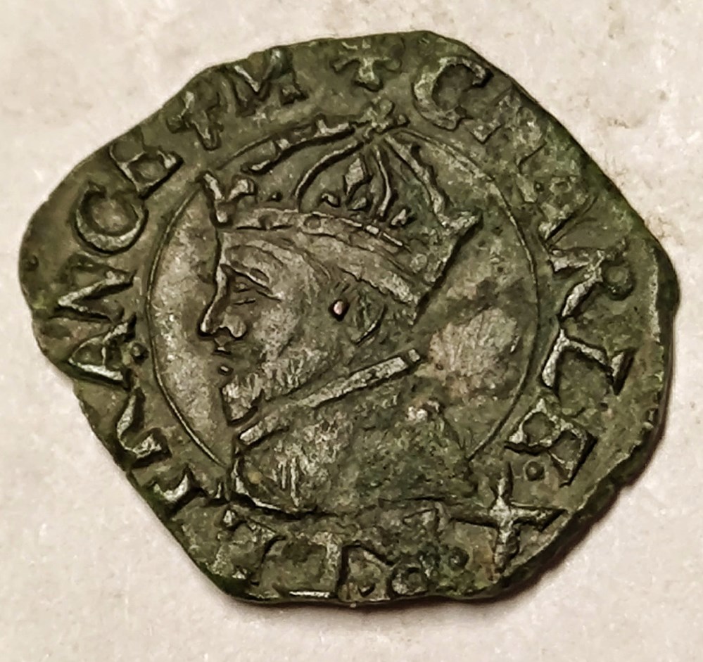 CHARLES X Denier tournois 1593 P monnaies europe medievale france royales charles x denier tournois 1593 p