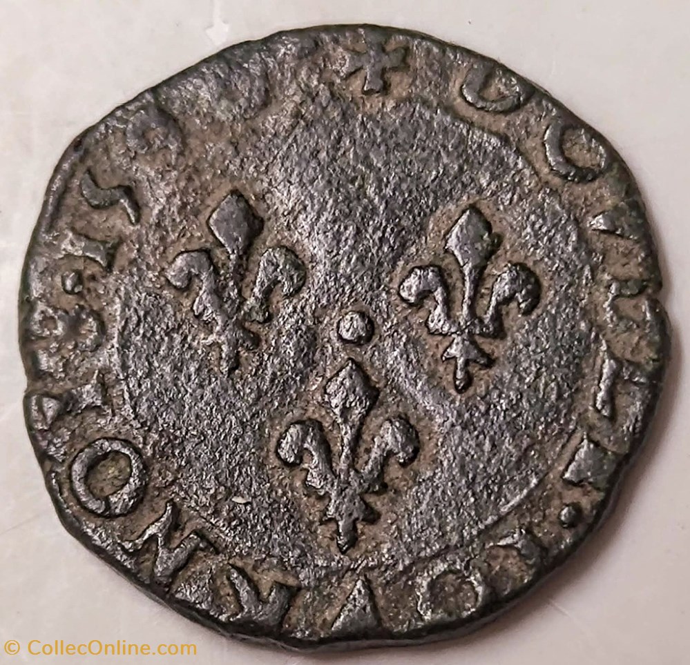 CHARLES X Double tournois 1590 P monnaies europe medievale france royales charles x double tournois 1590 p
