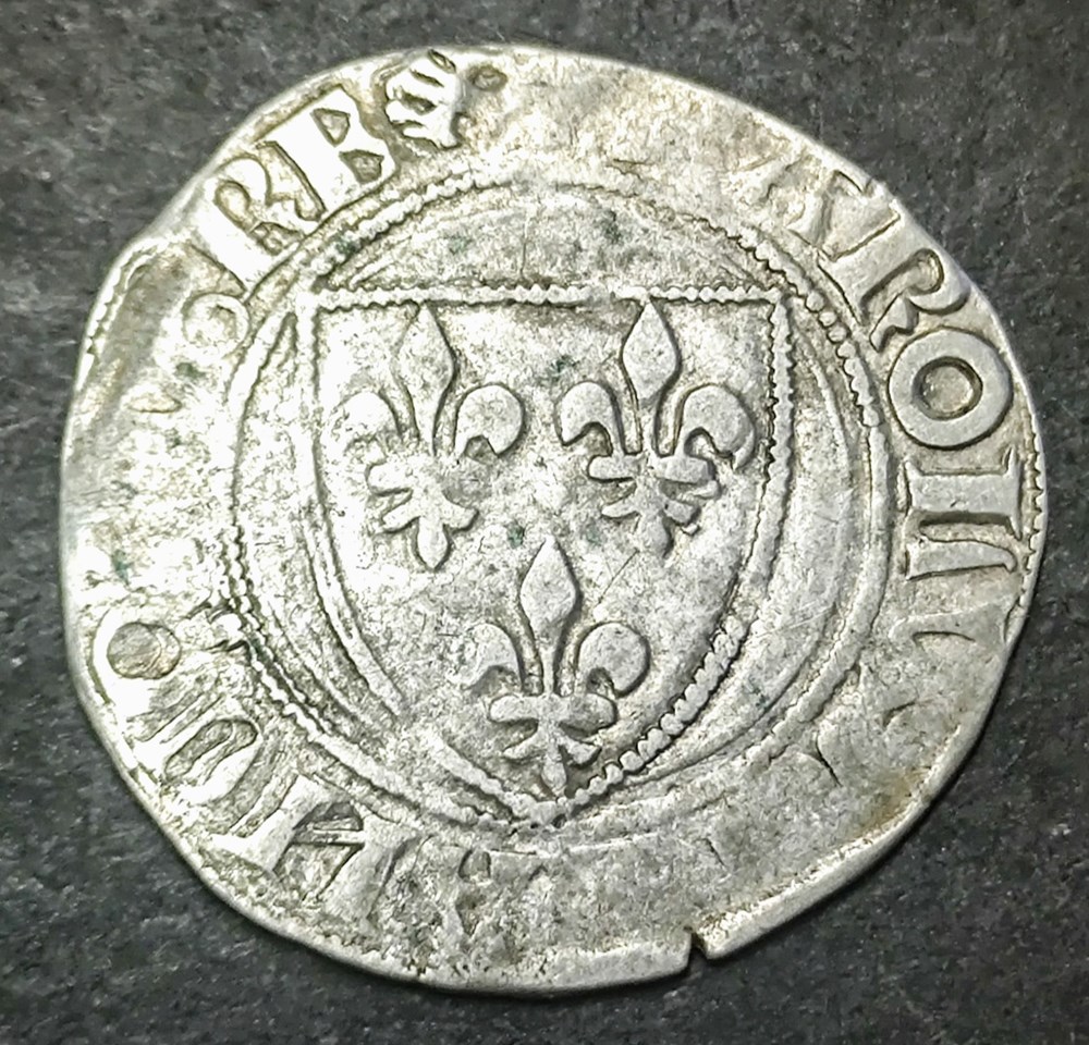CHARLES VI Blanc Guénar 2 ème émission, Dijon, 1389 monnaies europe medievale france charles vi blanc guenar 2 eme emission dijon 1389