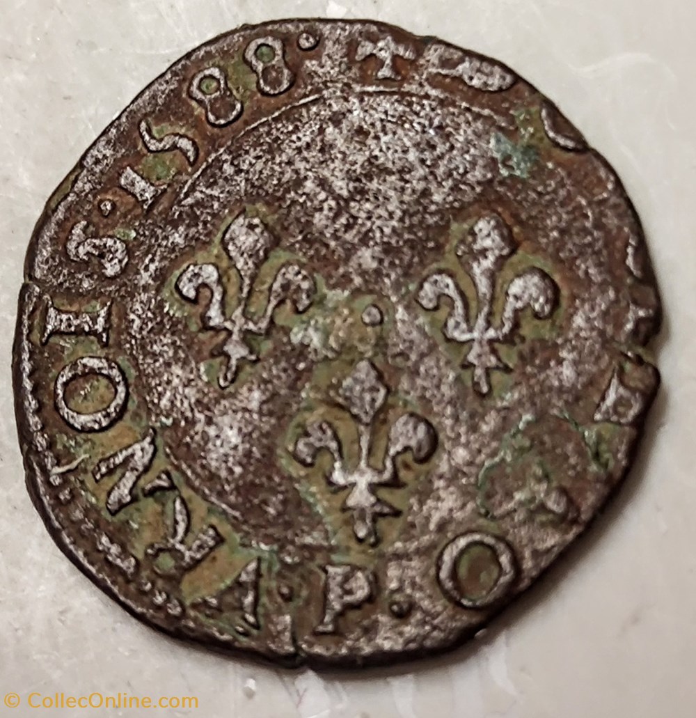monnaies europe medievale a france henri iii double tournois 1588