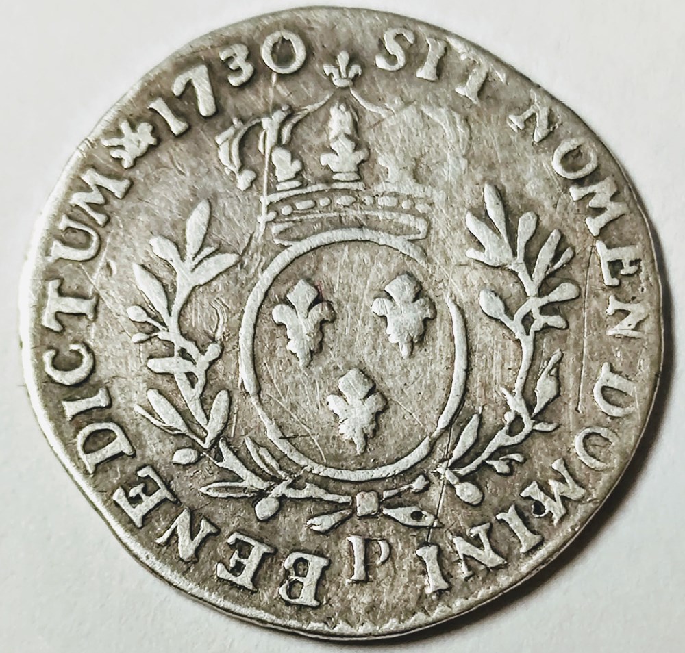 LOUIS XV 1/10è d'écu aux lauriers 1730 P monnaies europe medievale france royales louis xv 1 10e ecu aux lauriers 1730 p