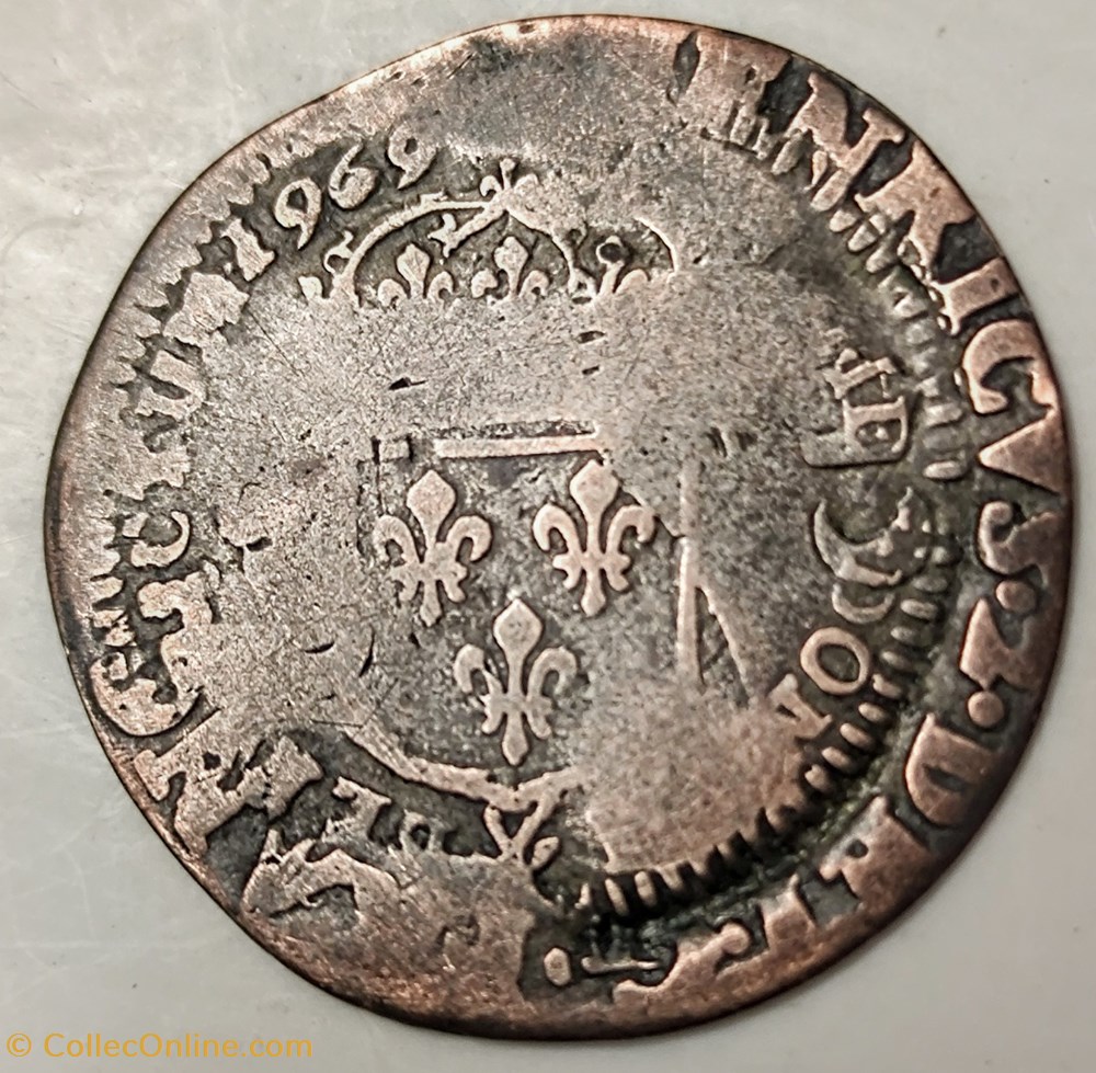 LOUIS XIV Quinzain, sol de 15 deniers surfrappé à Dijon monnaies europe medievale france royales louis xiv quinzain sol de 15 deniers surfrappe a dijon