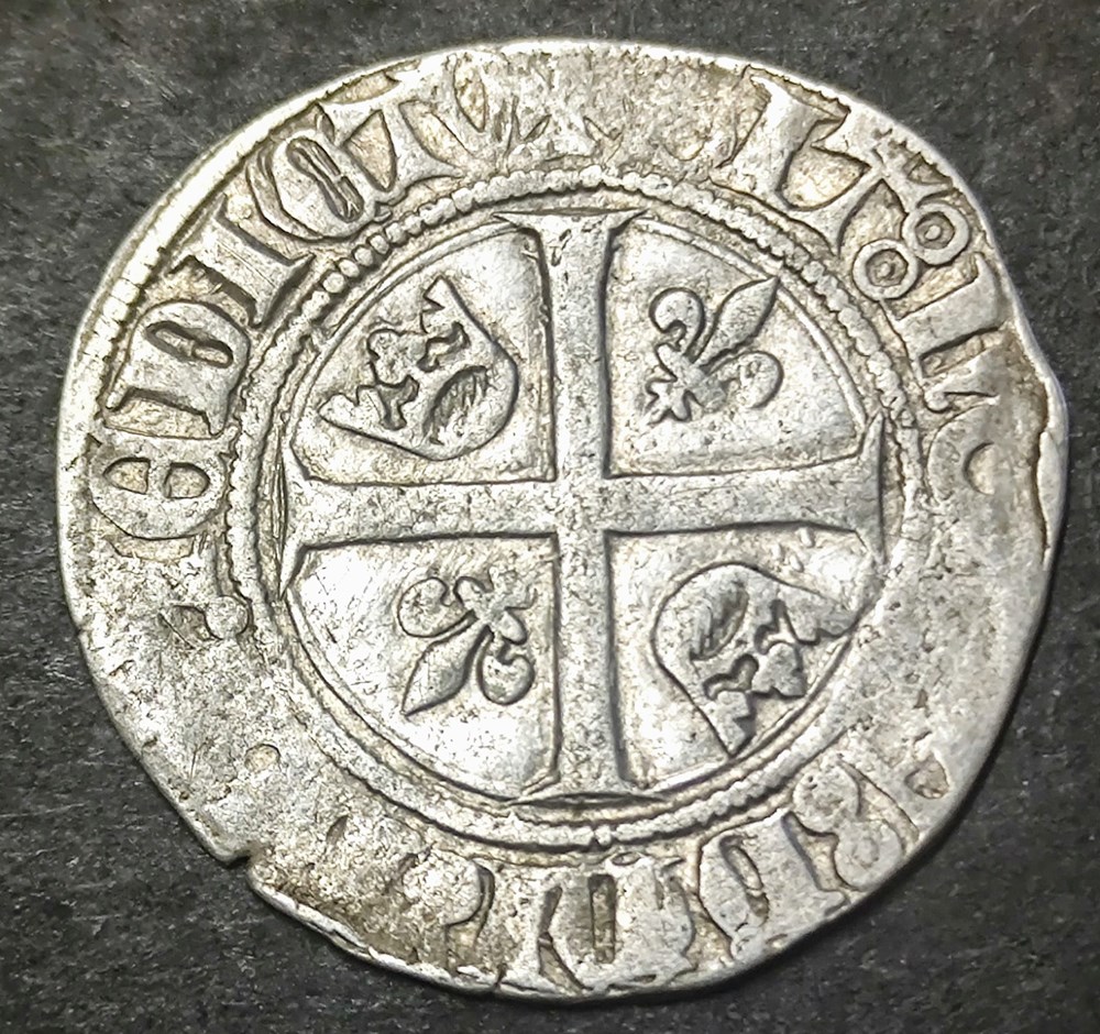 CHARLES VI Blanc Guénar 2 ème émission, Dijon, 1389 monnaies europe medievale france charles vi blanc guenar 2 eme emission dijon 1389