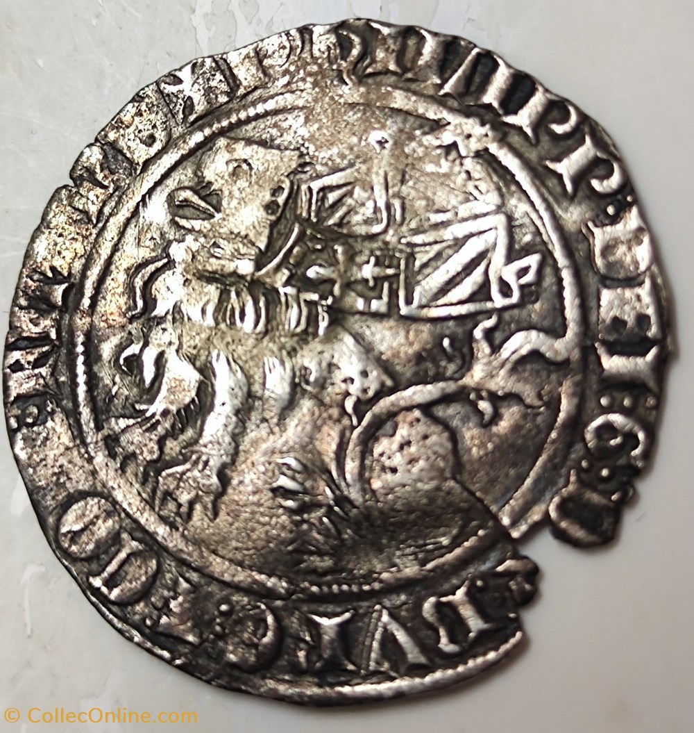 PHILIPPE LE HARDI COMTE DE FLANDRE double gros botdraeger dit " à la mante". monnaies europe medievale pays bas bourguignons philippe le hardi comte de flandre double gros botdraeger dit a la mante