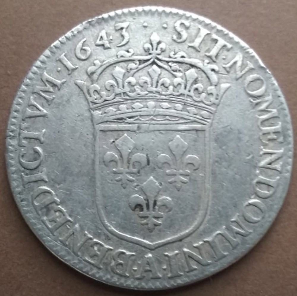 Louis XIII 1/4 ecu 1643 monnaies europe medievale a france royales louis xiii 1 4 ecu 1643
