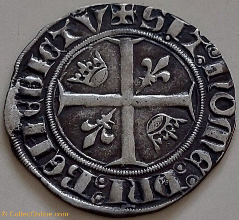 Charles VI le Fol - Blanc Guenar monnaies europe medievale france royales charles vi le fol blanc guenar