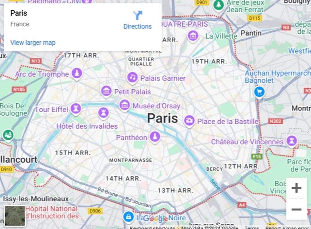 Carte de Paris (Google Maps) carte de paris google maps