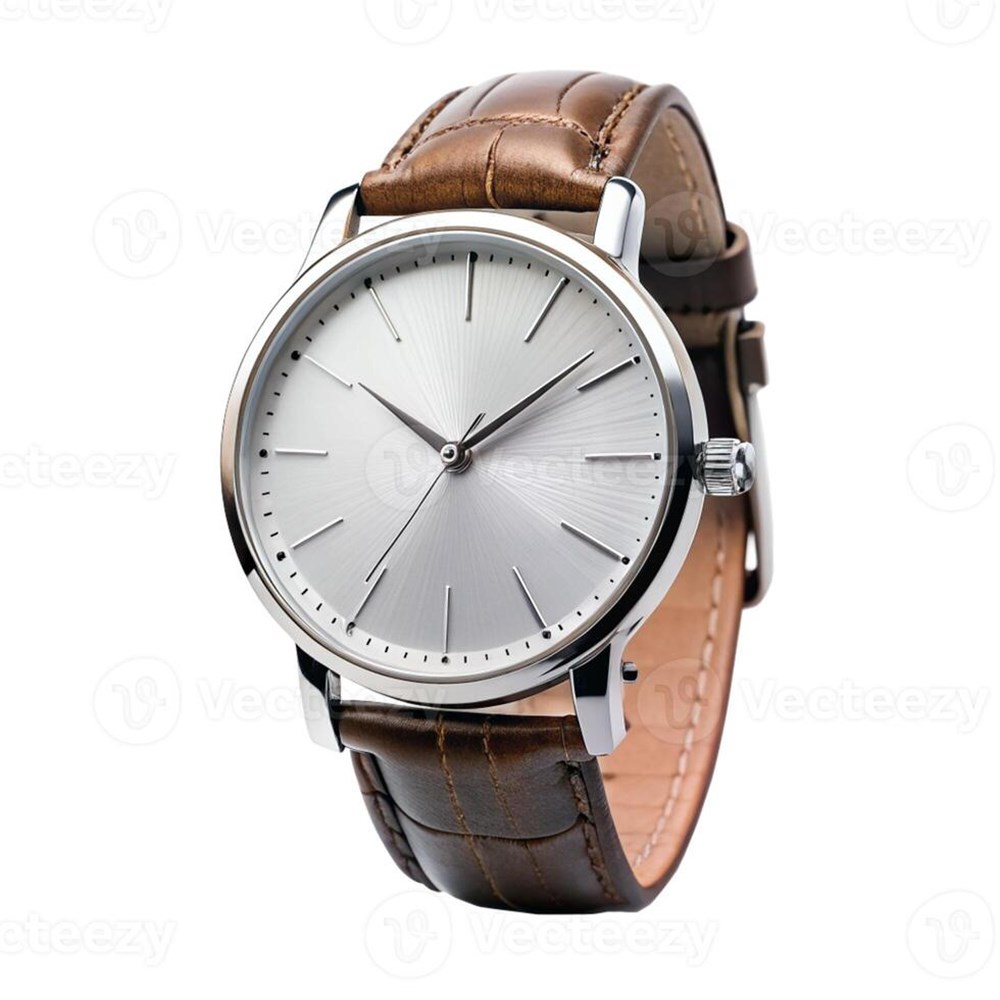 Silver and leather watch model X1 silver and leather watch model x1
