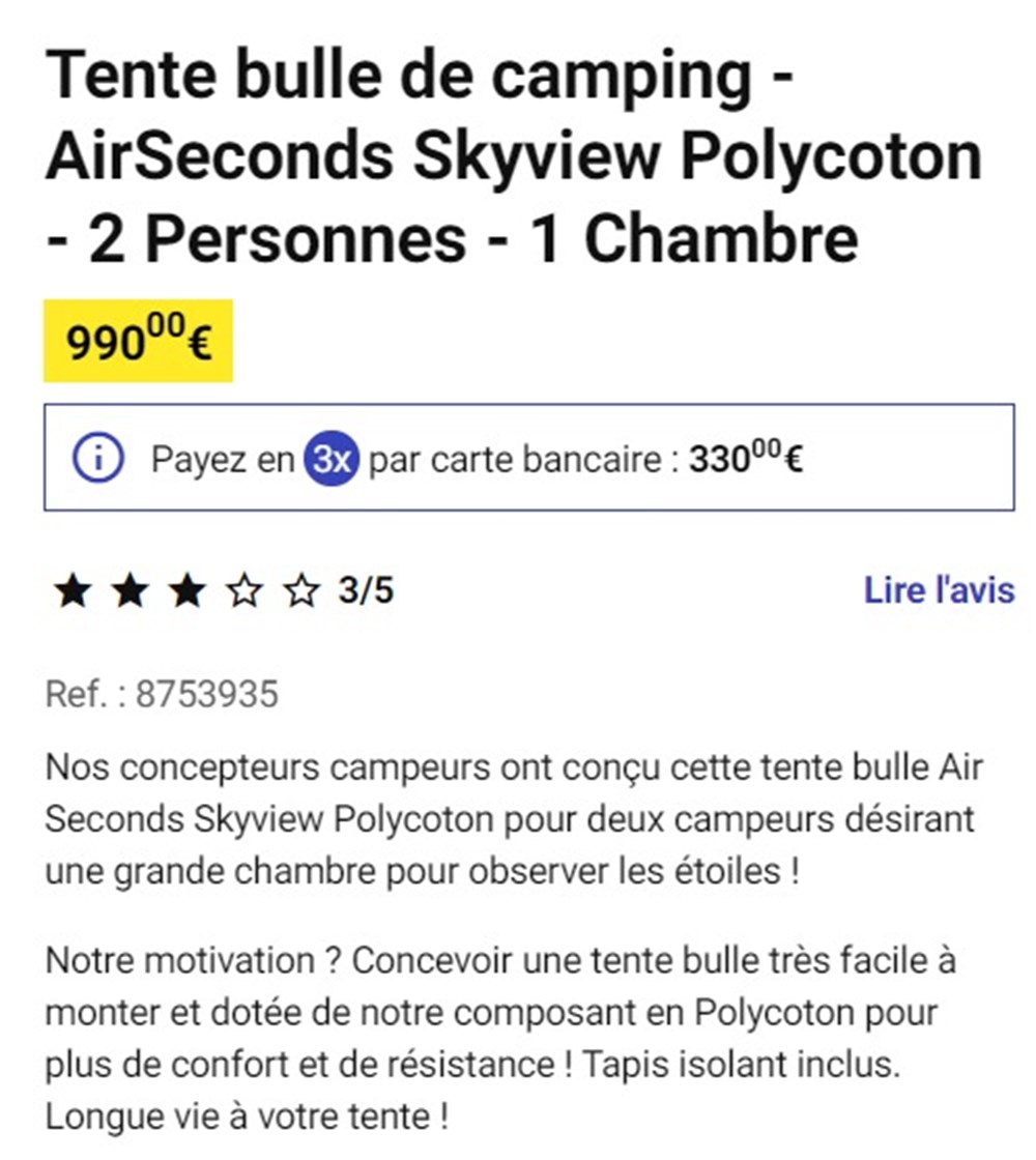 tente bulle de camping