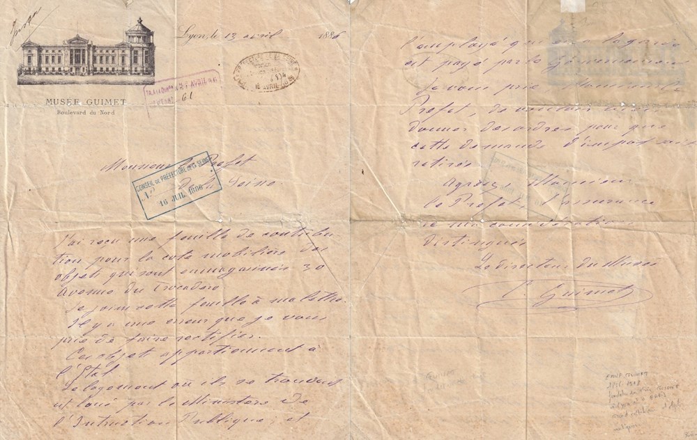 lettre manuscrite emile guimet