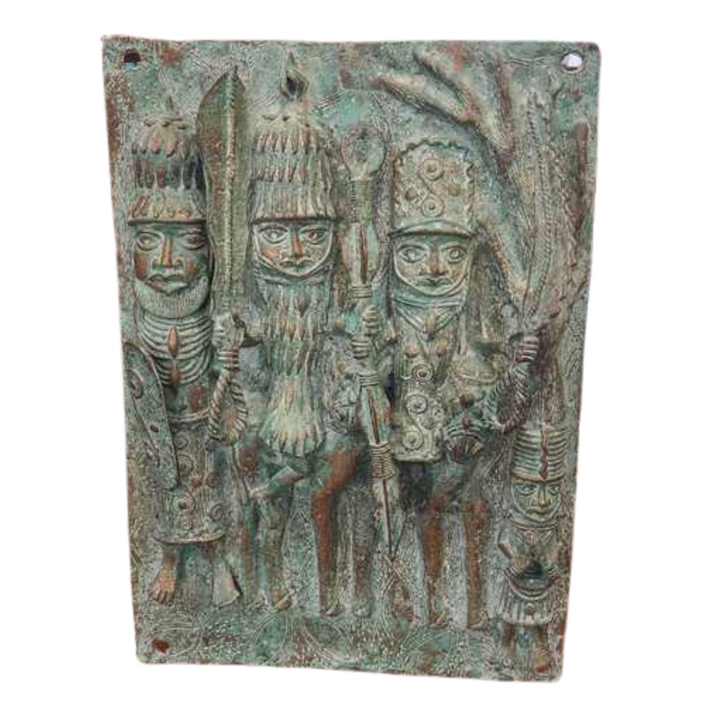 Benin soldiers bronze plaque arte antiguidades africana bronzes benin soldiers bronze plaque
