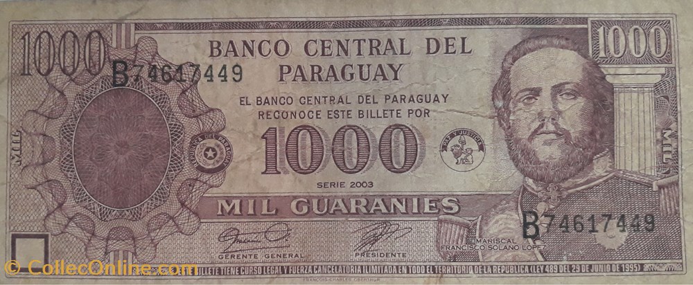 billete america del norte paraguai