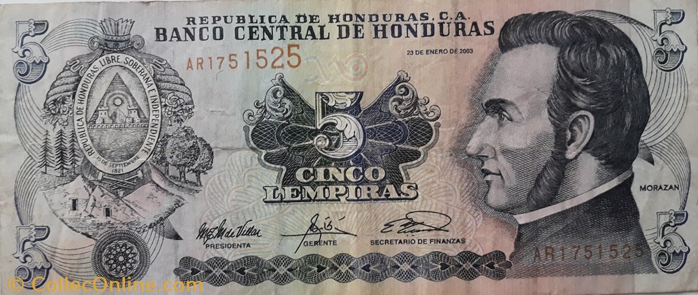 billete america del norte hondures