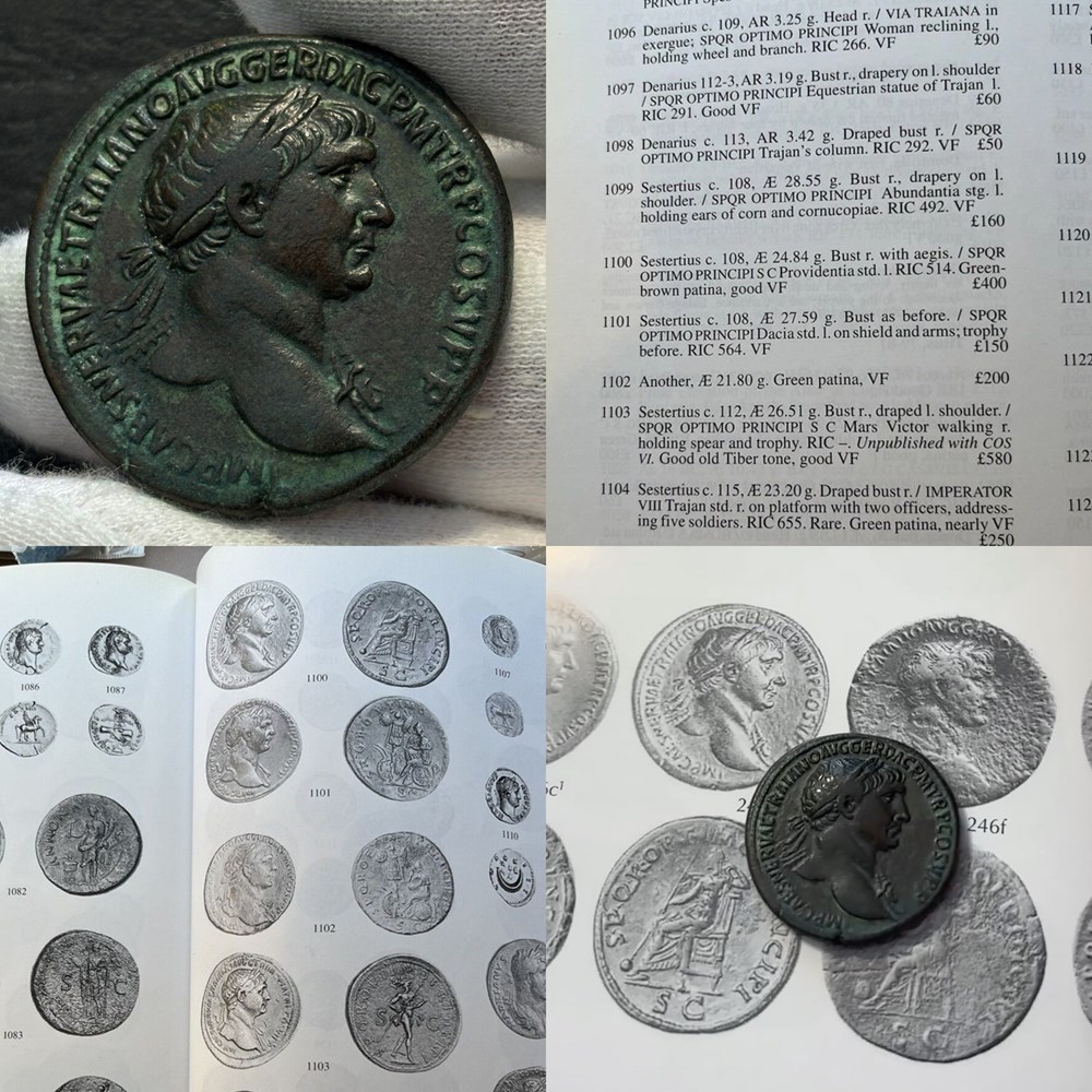 coins ancient to romans imperial republican sestertius of trajan ops cited and illustrated in prof woytek s catalog
