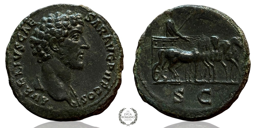 Sestertius with Marcus Aurelius as Caesar in quadriga coins ancient to romans imperial and republican sestertius with marcus aurelius as caesar in quadriga